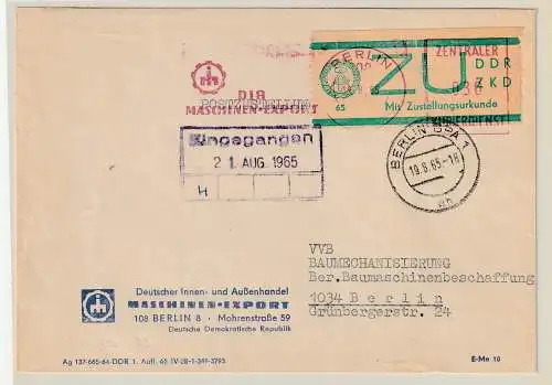 ZKD-Brief mit Zustellurkunde, frankiert mit E1