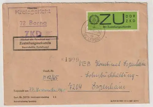 ZKD-Brief mit Zustellurkunde, frankiert mit E 2x