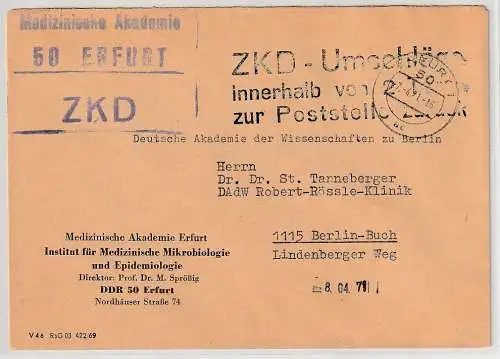 ZKD-Brief: "ZKD-Umschlag innerhalb von 2 Tagen..." (schwarzer Stempel)