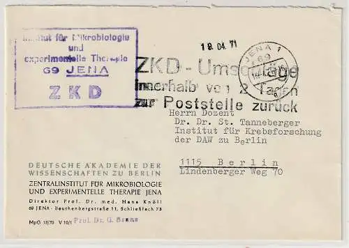 ZKD: Schwarzer Stempel: "ZKD-Umschläge innerhalb von 2 Tagen..."