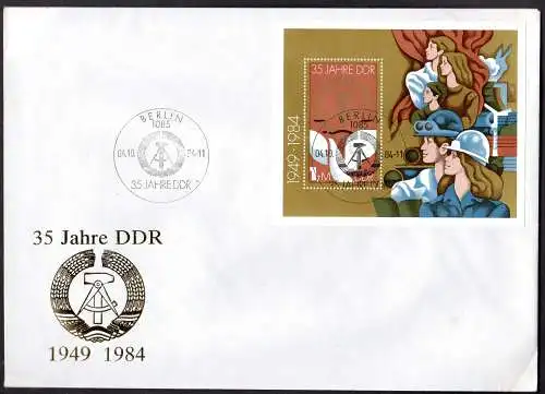 DDR, FDC Block 79 "35 Jahre DDR"