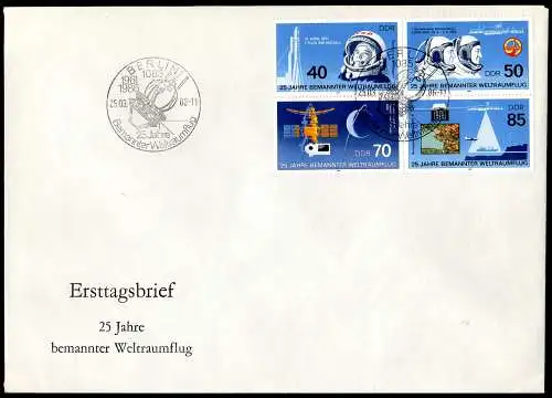 DDR, FDC Zus.-dr. "25 Jahre bemannter Weltraumflug"