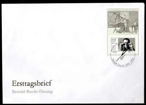 DDR, FDC Block "90. Geburtstag von Bertolt Brecht"