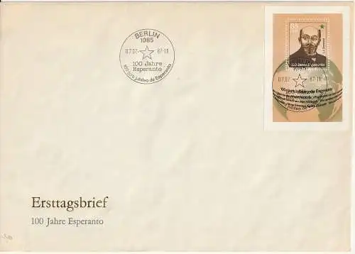 DDR, FDC  Block 87 (100 Jahre Esperanto)