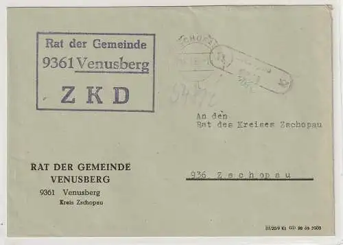 ZKD-Brief über Postnebenstelle Venusberg