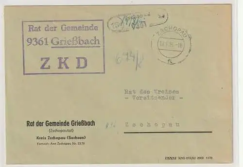 ZKD-Brief über Postnebenstelle Griesbach