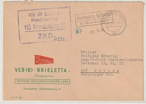 ZKD-Brief über Postnebenstelle Bb-Butterlake
