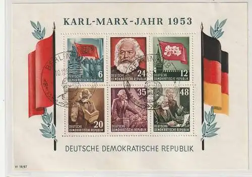 DDR: Karl-Marx-Blocks gezähnt, mit ESSt., geprüft