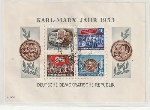 DDR: Karl-Marx-Blocks gezähnt, mit ESSt., geprüft