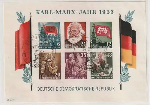DDR: Karl-Marx-Blocks geschnitten, mit SSt., geprüft