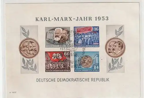 DDR: Karl-Marx-Blocks geschnitten, mit SSt., geprüft