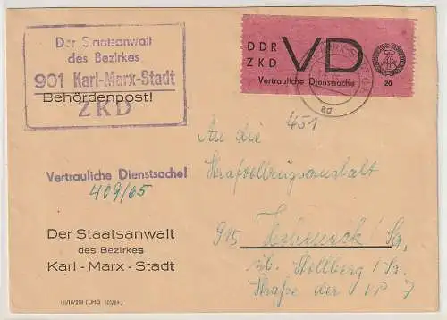 ZKD-Brief, frankiert mit VD 1 C, geprüft