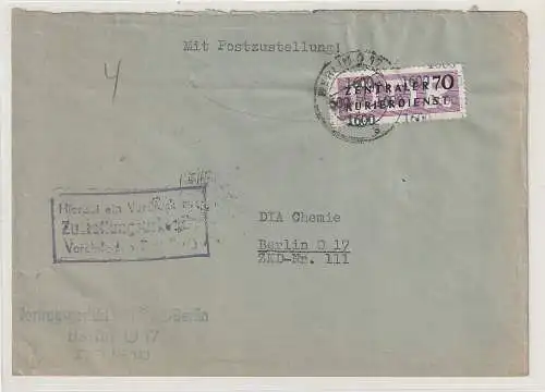 ZKD-Brief mit Zustellurkunde, frankiert mit 13/1600, geprüft