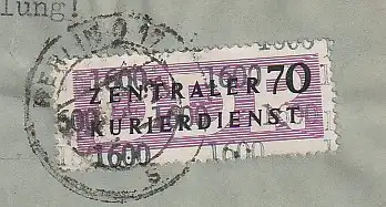 ZKD-Brief mit Zustellurkunde, frankiert mit 13/1600, geprüft