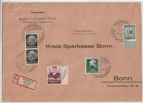 Einschreib-Bankbrief mit 40 Pfg. Berufsstände vom Seitenrand