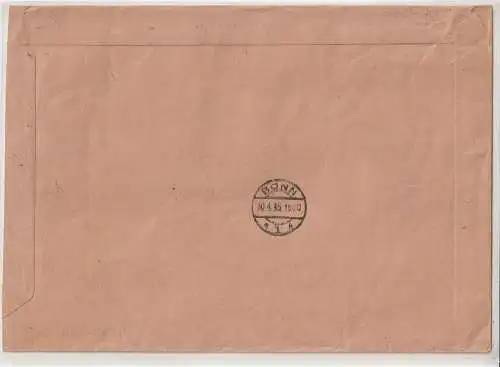 Einschreib-Bankbrief mit 40 Pfg. Berufsstände vom Seitenrand