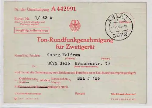 Postsache: "Ton-Rundfunkgenehmigung für Zweitgerät"