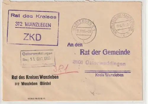 ZKD-Brief über Postnebenstelle Wanzleben