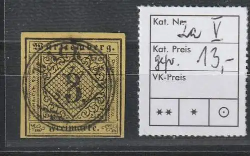 Württemberg Nr. 2a V, bestgeprüft Heinrich BPP