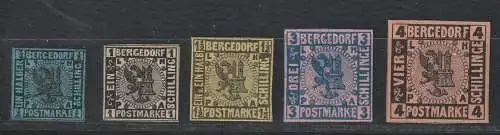 Bergedorf 1-5 ** (MNH), bestgeprüft Jakubek BPP