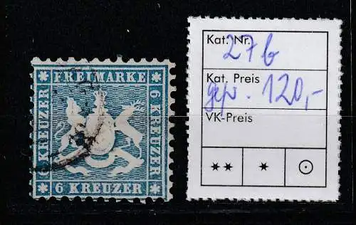 Württemberg Nr. 27 in b-Farbe, geprüft Thoma BPP