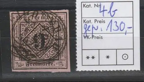 Württemberg Nr. 4 b, tiefstgeprüft Heinrichz BPP