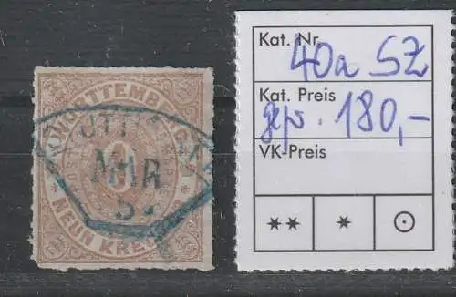 Württemberg Nr. 40a in Variante "sZ" (sog. schraffierte Zahl), gepr.