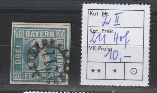 Bayern: Nr. 2 II mit Mühlradstempel 211 (Hof)