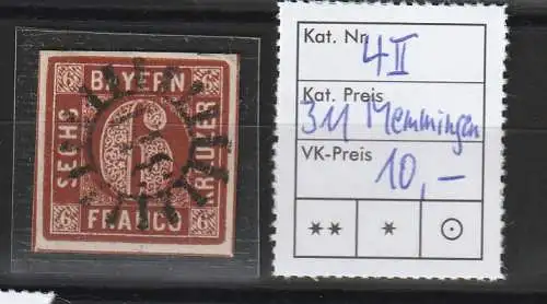 Bayern: Nr. 4 II mit zentrischem Mühlradstempel 311 (Memmingen)