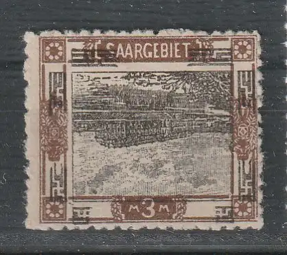 Saargebiet, Freimarke Nr. 66 mit kopfstehendem Mittelstück, geprüft