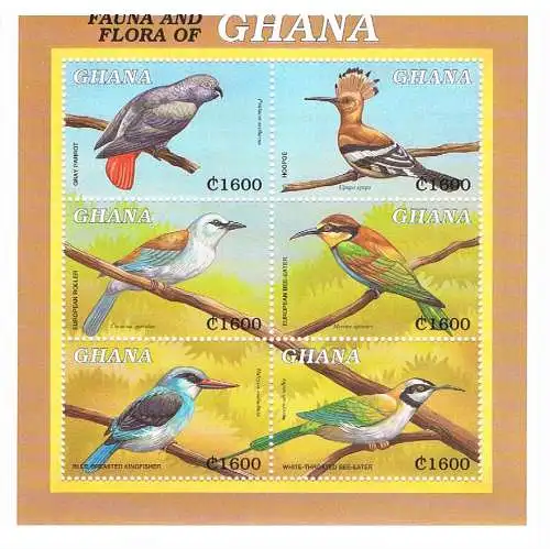 Ghana: "Fauna and Flora of Ghana"; 3 Kleinbögen