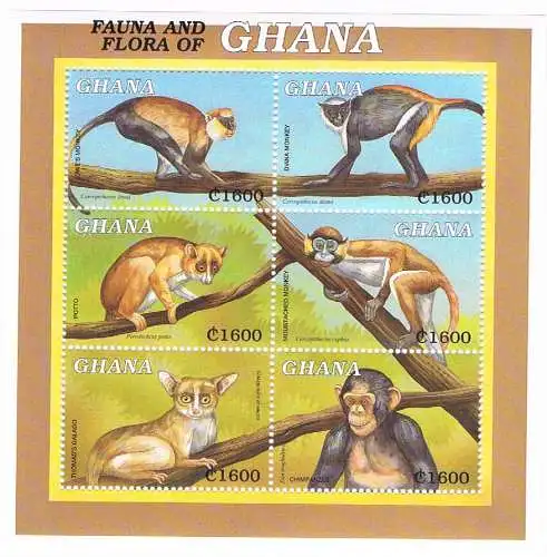 Ghana: "Fauna and Flora of Ghana"; 3 Kleinbögen