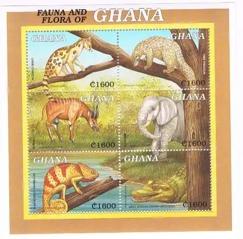 Ghana: "Fauna and Flora of Ghana"; 3 Kleinbögen