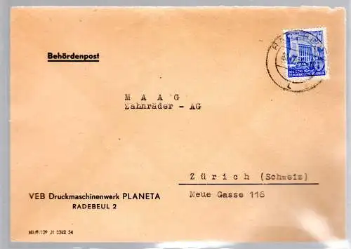 DDR, Auslandbrief mit EF. 35 Pfg. 5-JPlan I