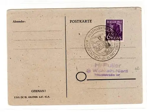 Ereigniskarte: Flensburger Briefmarken Ausstellung 1947