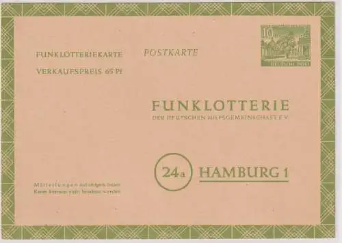 Berlin Funklotterie-Ganzsache FP 4, ungebraucht