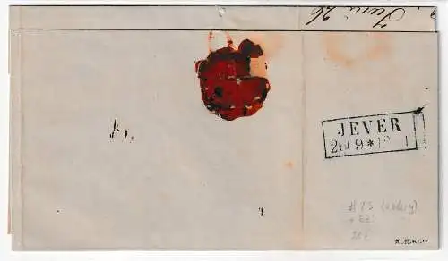 Hannover Nr. 23 mit RZ auf Brief Wittmund - Jever