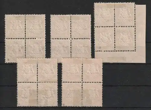 Bayern Nr. 32 - 36 in ungebr. Viererblocks