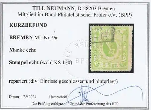 Bremen Nr. 9a, Kurzbefund Neumann BPP