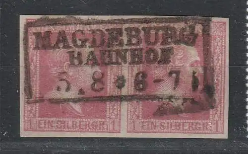 Preußen: Nr. 6a im waager. Paar, zentrisch gestempelt 