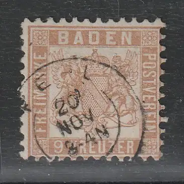 Baden Nr. 20 in ba-Farbe, bestgeprüft Brettl