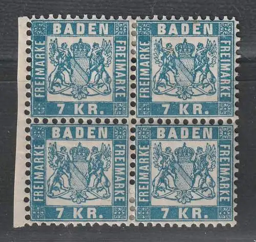 Baden Nr. 25 im ungebr. Viererblock