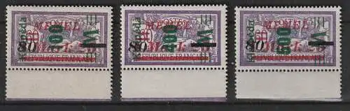 Memel: Kompletter Satz 164 - 166, postfrisch ** (MNH)