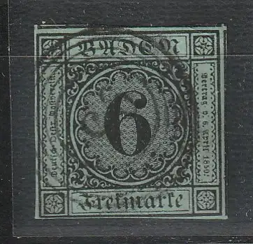 Baden Nr. 3a, Nummernstempel 95, geprüft Stegmüller BPP