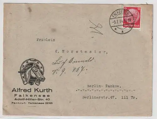 Reklameumschlag: Alfred Kurth (Pferde), Falkensee