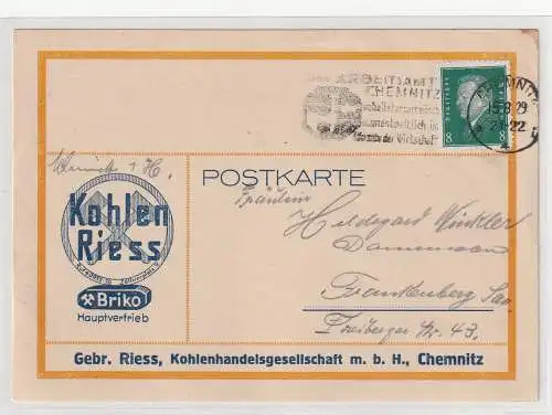 Reklamekarte: Kohlen-Riess, Chemnitz