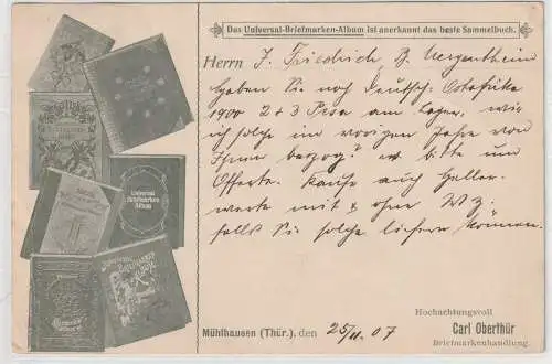 Reklamekarte: "Universal-Briefmarkenalben", Mühlhausen