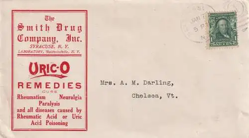 USA: Reklameumschlag (cover with advertising), N.Y. 1908