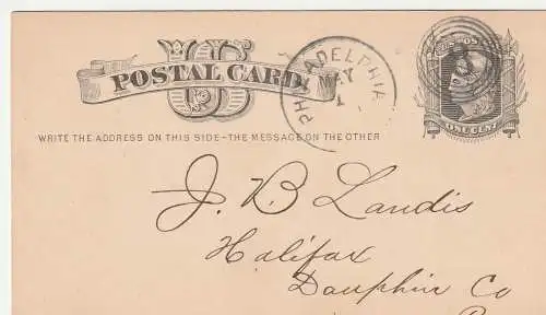 USA: Reklamekarte (Postal card with advertising), Philadelphia 1880 (?)