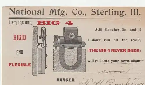 USA: Reklamekarte (Postal card with advertising), Sterling 1911